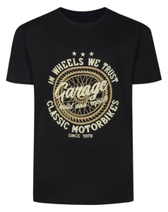 Bigdude In Wheels We Trust Print T-Shirt Black