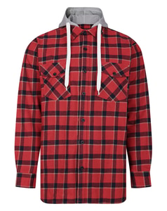 Bigdude Checked Hooded Flannel Shirt Red Space Cherry