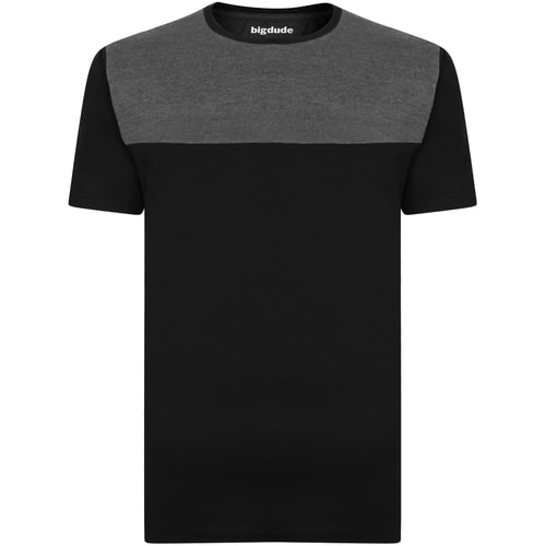 Bigdude Cut & Sew 2 Tone T-Shirt Black/Charcoal Tall