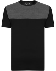 Bigdude Cut & Sew 2 Tone T-Shirt Black/Charcoal Tall