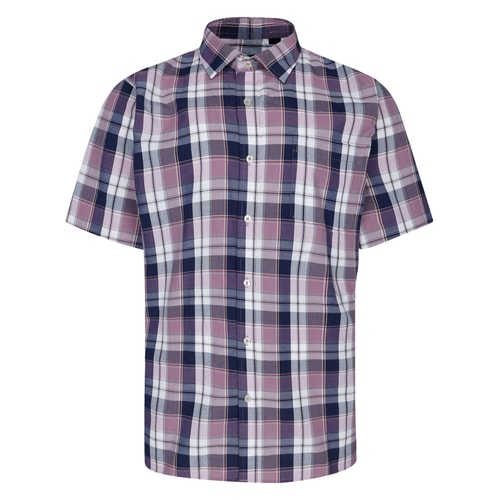 Bigdude Short Sleeve Check Shirt Magenta