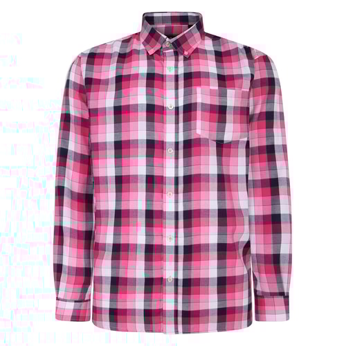 Bigdude Button Down Long Sleeve Check Shirt Pink