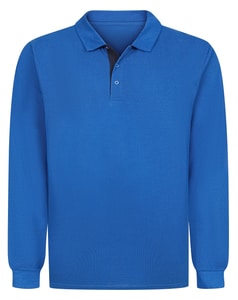 Bigdude Contrast Placket Long Sleeve Polo Shirt Royal Blue/Navy