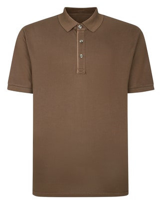 Bigdude Placket Embroidery Polo Dark Brown