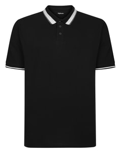 Bigdude Dot Pattern Tipped Polo Black Tall
