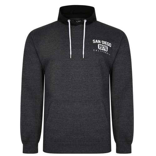Bigdude Contrast San Diego Print Hoody Charcoal Marl