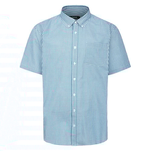 Bigdude Button Down Gingham Short Sleeve Shirt Teal
