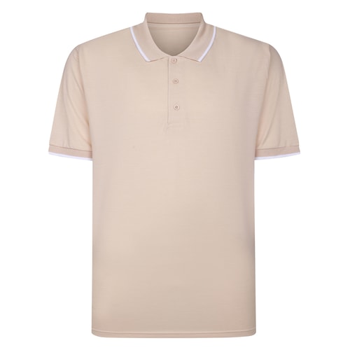 Bigdude Tipped Polo Shirt Beige Marl Tall