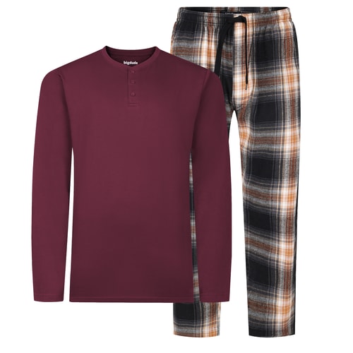Bigdude Grandad Flannel PJ Set Burgundy