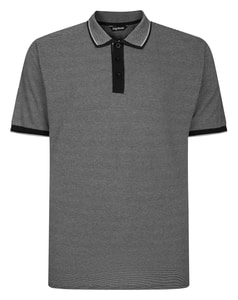 Bigdude Pure Cotton Jacquard Polo Shirt Black Tall