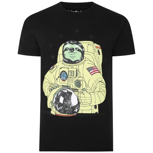 Bigdude Graphic Sloth Print T-Shirt Black