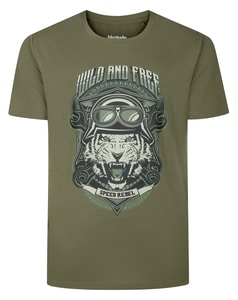 Bigdude Wild And Free Print T-Shirt Olive