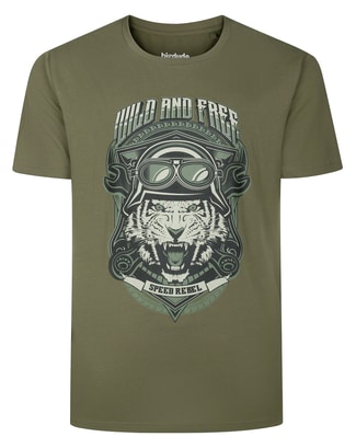 Bigdude Wild And Free Print T-Shirt Olive
