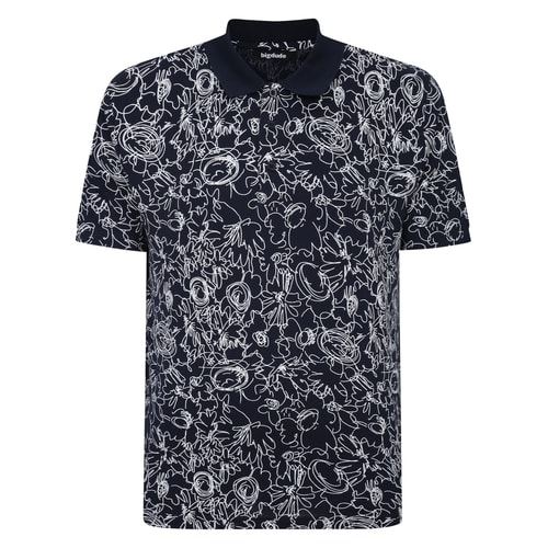 Bigdude Printed Polo Shirt Navy Tall