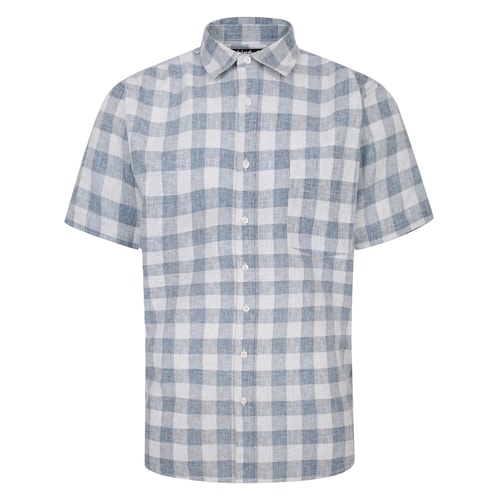 Bigdude Lightweight Short Sleeve Checked Shirt Navy