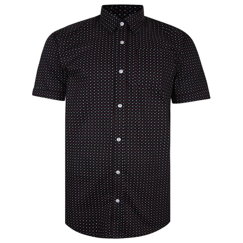 Bigdude Short Sleeve Cotton Woven Asterix Shirt Black