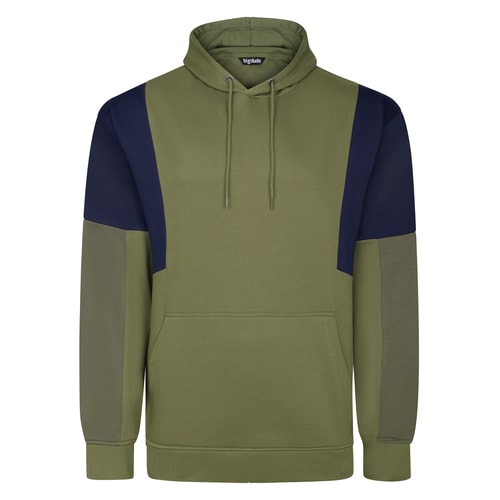 Bigdude Boxy Colour Block Hoodie Khaki Tall