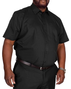 Bigdude Classic Short Sleeve Poplin Shirt Black Tall