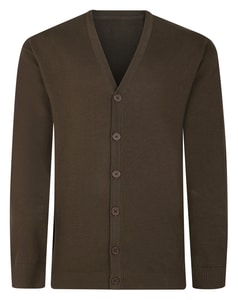Bigdude Plain V-Neck Knitted Cardigan Brown