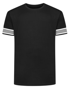 Bigdude Heavyweight Striped Arm T-Shirt Black Tall