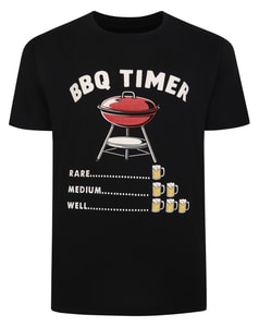Bigdude BBQ Timer Print T-Shirt Black Tall