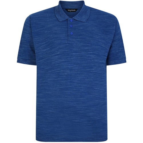 Bigdude Vintage Inkjet Marl Polo Shirt Royal Blue Tall
