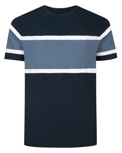 Bigdude Cut & Sew Chest Panel T-Shirt Navy/Dusty Blue