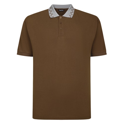 Bigdude Check Tipped Polo Brown/Grey