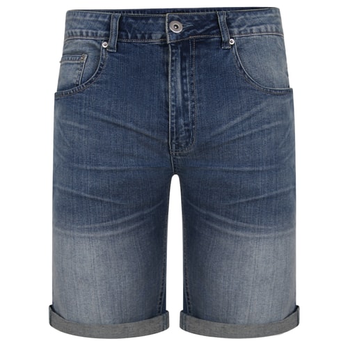 Bigdude Denim Shorts With Turn Ups Mid Wash