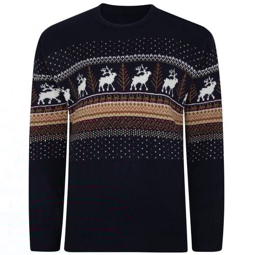 Bigdude Fair Isle Christmas Jumper Navy