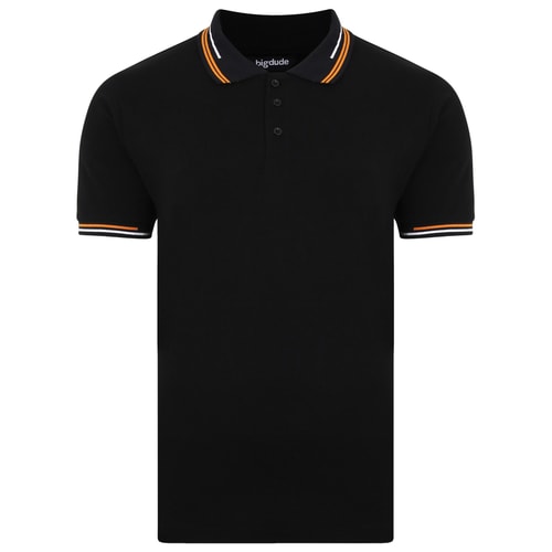 Bigdude Designer Tipped Polo Shirt Black