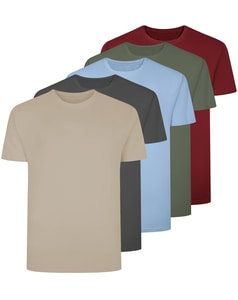 Bigdude 5 Pack Plain T-Shirts Multi