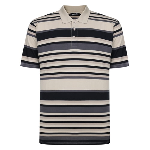 Bigdude Multi Striped Single Jersey Polo Stone