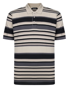Bigdude Multi Striped Single Jersey Polo Stone