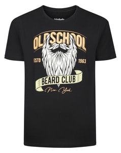 Bigdude Old School Beard Club Print T-Shirt Black Tall