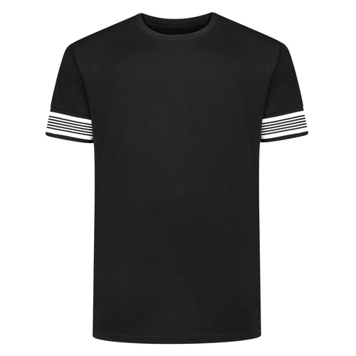 Bigdude Heavyweight Striped Arm T-Shirt Black