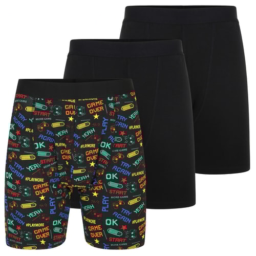 Bigdude 3 Pack Boxer Shorts Black
