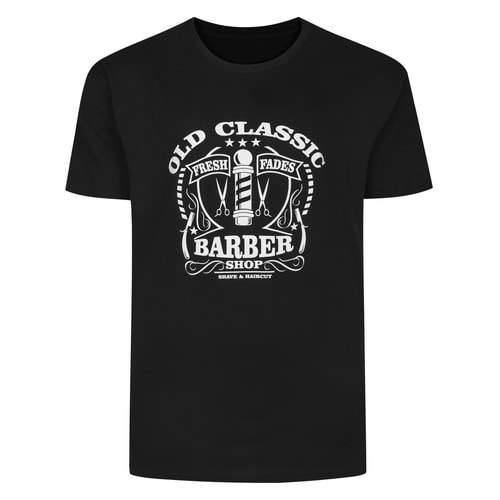 Bigdude Old Classic Barber Shop Print T-Shirt Black