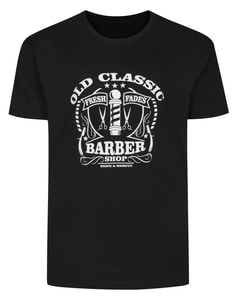 Bigdude Old Classic Barber Shop Print T-Shirt Black