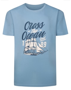 Bigdude Cross The Ocean Print T-Shirt Pale Blue