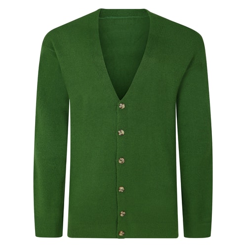 Bigdude Supersoft Ribbed V-Neck Cardigan Dark Green