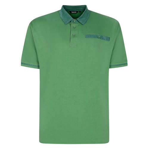 Bigdude Contrast Printed Jersey Polo Deep Green