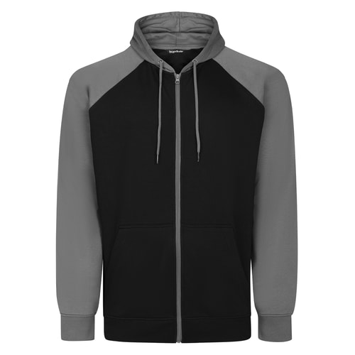 Bigdude Zip Thru Raglan Sleeve Hoody Charcoal/Black Tall