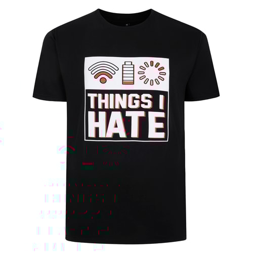 Bigdude Things I Hate Print T-Shirt Black Tall