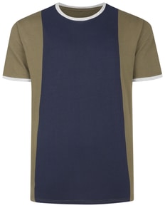 Bigdude Vertical Colour Block T-Shirt Olive