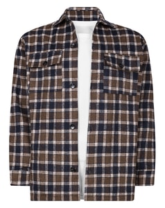 Bigdude Lined Brushed Check Shacket Brown