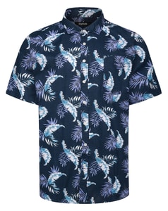 Bigdude Hawaiian Leaf Short Sleeve Shirt Navy