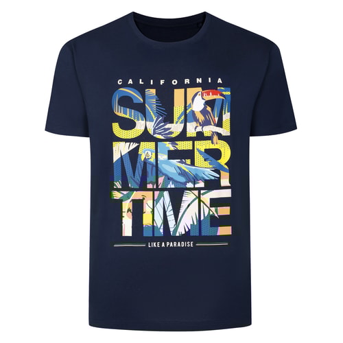 Bigdude Summertime Crew Neck T-Shirt Tall Navy