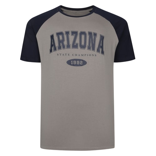 Bigdude Raglan Print T-Shirt Light Grey