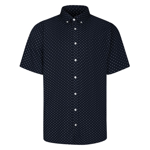 Bigdude Button Down Flower Short Sleeve Shirt Navy
